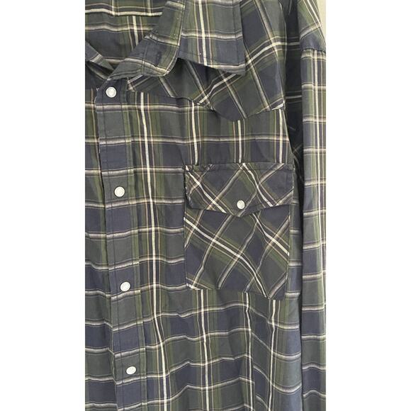Bit & Bridle Men’s Long Sleeve Green Plaid Pearl Snap Shirt Size 4X - Picture 6 of 10